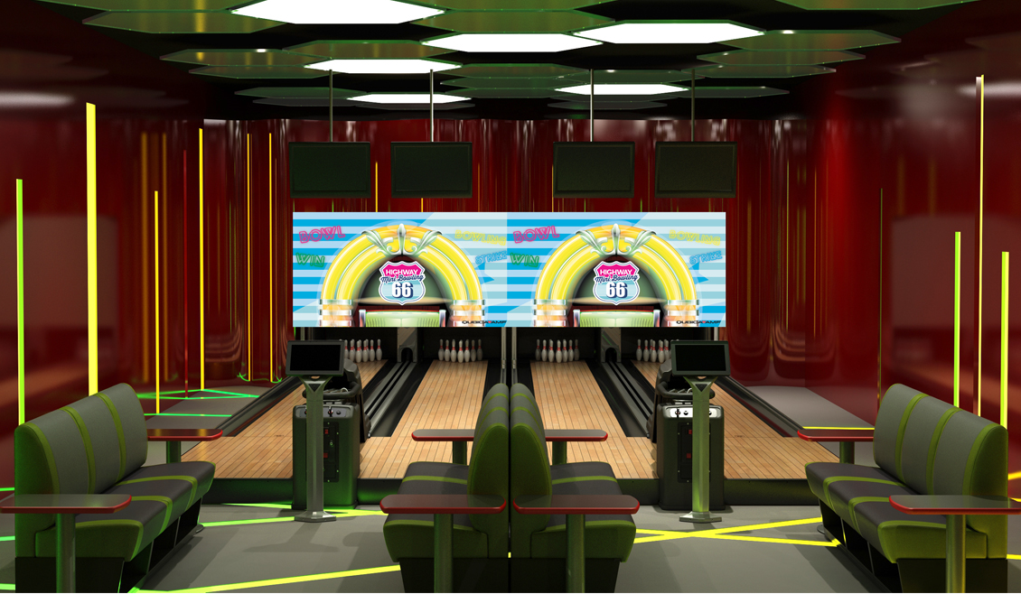 Render 3d Ambientazione Sala Bowling Qubicaamf Ricreativi Bologna 02